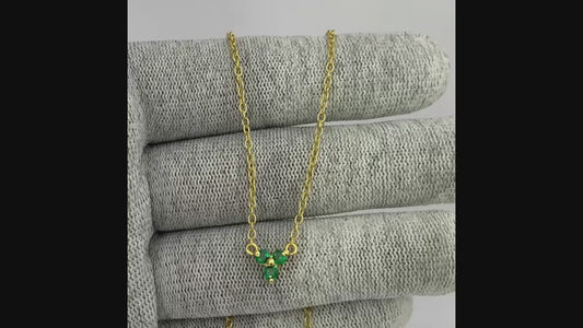 18K Gold Plated Three Gemstone Minimalist Style Pendant Jewelry TGN1014 NM-1043