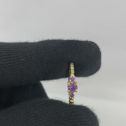 18K Gold Plated Colorful Three Stone Ring – Minimal Beaded Style TGR1041 RM-1047