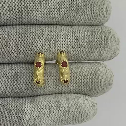 18K Gold Plated Colorful Gemstone Huggie Hoop Earrings for Women TGE1027 EM-1280