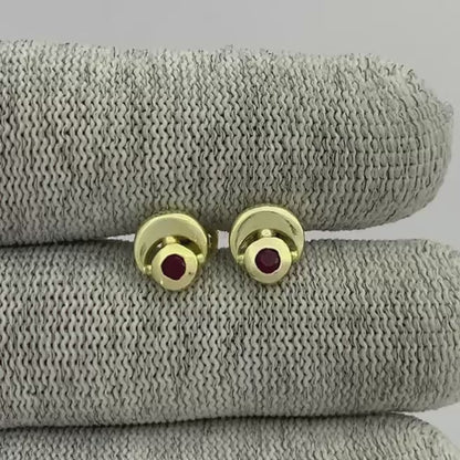 18K Gold Plated Crescent Gemstone Stud Earrings for Women, Modern TGE1051 EM-1304