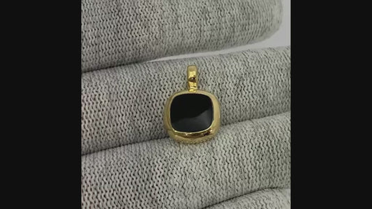18K Gold Plated Cushion Square Black Onyx/MOP Pendant for Women TGP1010 PM-1748