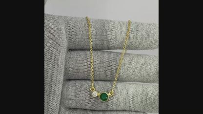 18K Gold Plated Two-Stone Necklace with Sparkling Accents TGN1007 NM-1038