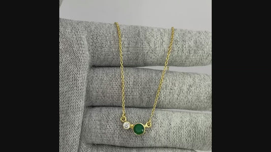 18K Gold Plated Two-Stone Necklace with Sparkling Accents TGN1007 NM-1038