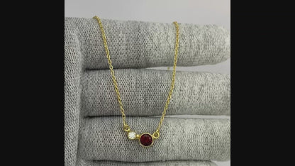 18K Gold Plated Two-Stone Necklace with Sparkling Accents TGN1007 NM-1038