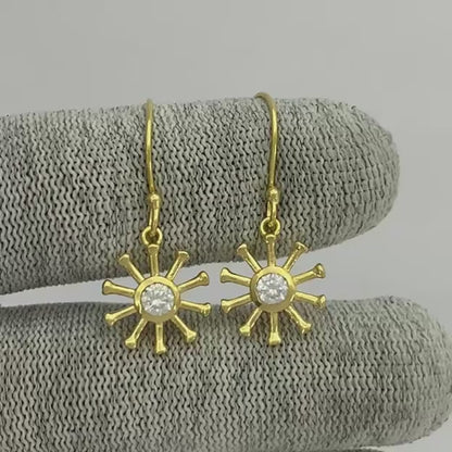 18K Gold Plated Radiant Sun Colorful Gemstone Earrings for Women TGE1044 EM-1288