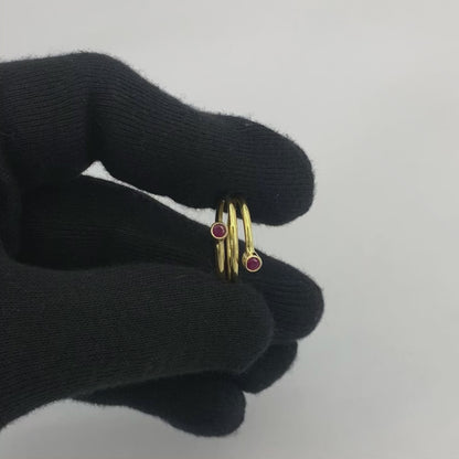 18K Gold Plated Spiral Wrap Double Stone Adjustable Minimalist Ring TGR1063 RM-1185