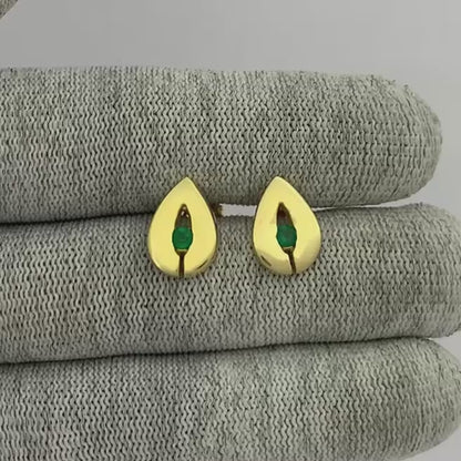 18K Gold Plated Teardrop Gemstone Stud Earrings for Women, Modern TGE1029 EM-1282