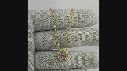 18K Gold Plated Round Colorful Gemstone Circle Necklace for Women TGN1018 NM-1047
