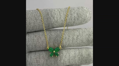 18K Gold Plated Butterfly Gemstone Pendant Necklace for Women TGN1005 NM-1034