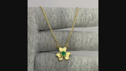 18K Gold Plated Gemstone Flower Design Necklace Dainty Jewelry TGN1006 NM-1035