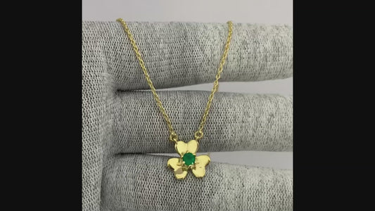 18K Gold Plated Gemstone Flower Design Necklace Dainty Jewelry TGN1006 NM-1035