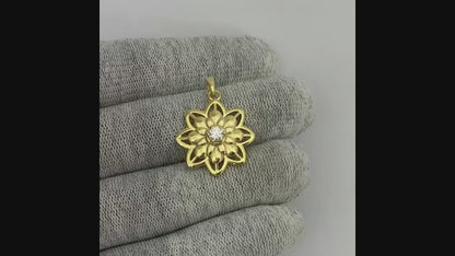 18K Gold Plated Colorful Gemstone Lotus Pendant Spiritual Jewelry TGP1007 PM-1747