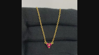 18K Gold Plated Three Gemstone Minimalist Style Pendant Jewelry TGN1014 NM-1043