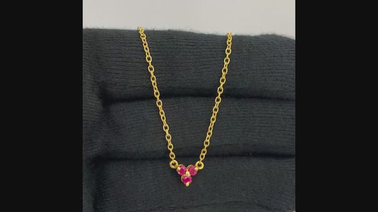 18K Gold Plated Three Gemstone Minimalist Style Pendant Jewelry TGN1014 NM-1043