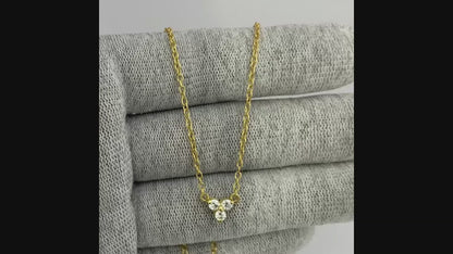 18K Gold Plated Three Gemstone Minimalist Style Pendant Jewelry TGN1014 NM-1043