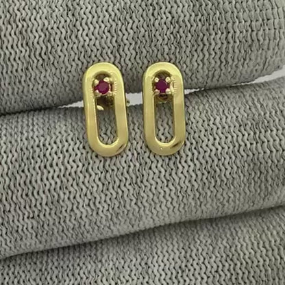 18K Gold Plated Jewelry Oval Gemstone Studs, Minimalist Everyday TGE1041 EM-1296