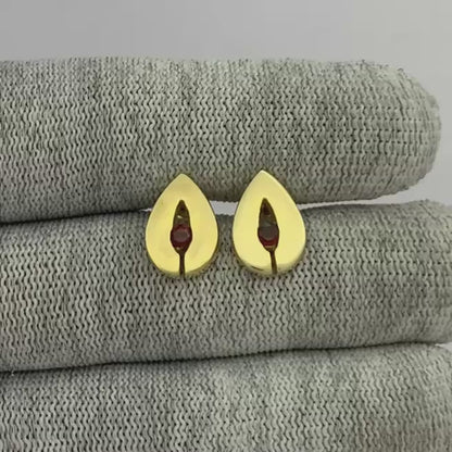 18K Gold Plated Teardrop Gemstone Stud Earrings for Women, Modern TGE1029 EM-1282