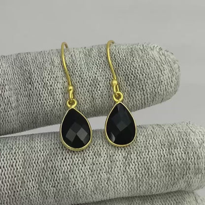 18K Gold Plated Faceted Teardrop Gemstone Earrings – Desiregem USA TGE1020 EM-1005