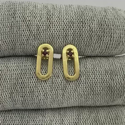 18K Gold Plated Jewelry Oval Gemstone Studs, Minimalist Everyday TGE1041 EM-1296