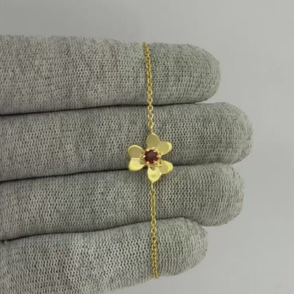 18K Gold Plated Flower Design Gemstone Chain Bracelet for Women TGB1006 BM-1053