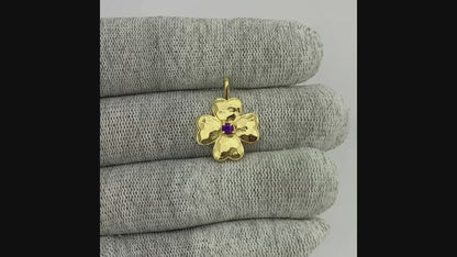18K Gold Plated Floral Colorful Gemstone Pendant Charm for Women TGP1005 PM-1749