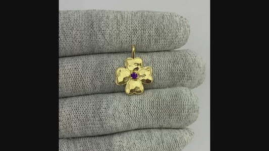 18K Gold Plated Floral Colorful Gemstone Pendant Charm for Women TGP1005 PM-1749