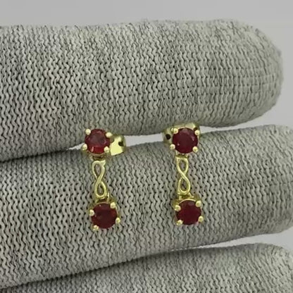 18K Gold Plated Infinity Colorful Gemstone Earrings, Classic Dangle TGE1048 EM-1301