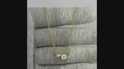 18K Gold Plated Two-Stone Necklace with Sparkling Accents TGN1007 NM-1038