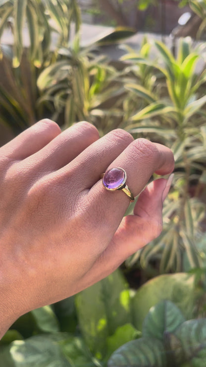 18K Gold Plated Cabochon Birthstone Ring Jewelry – Elegant Minimal TGR1023 RM-1004