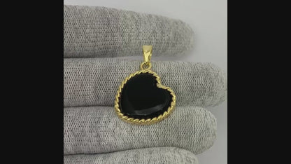 18K Gold Plated Heart Shaped Gemstone Charm Pendant Jewelry TGP1009 PM-1742
