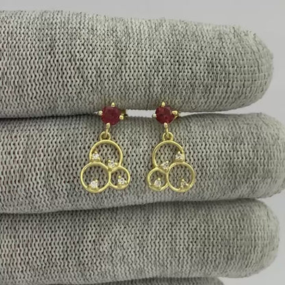 18K Gold Plated Gemstone Circle Drop Earrings for Women, Elegant TGE1037 EM-1293