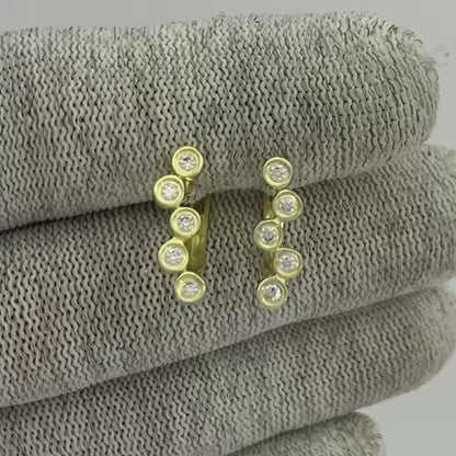 18K Gold Plated Bezel Multi-Stone Earrings for Women Stylish Jewelry TGE1049 EM-1302