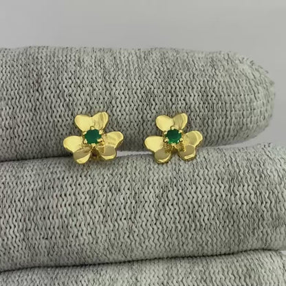 Dainty 18K Gold Plated Floral Colorful Gemstone Stud Earrings TGE1021 EM-1277