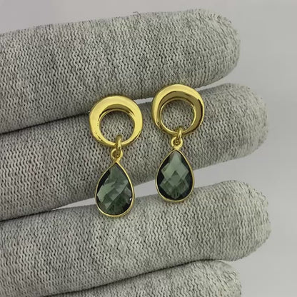 Modern Circle Teardrop Colorful Gemstone Earrings in 18K Gold Plated TGE1024 EM-1259