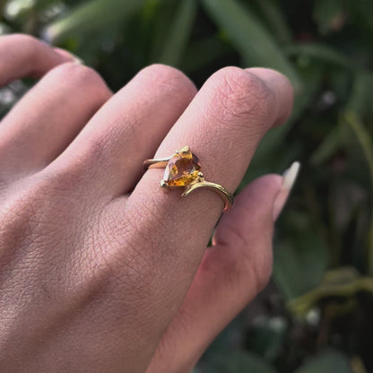 18K Gold Plated Pear Cut Birthstone Ring Minimalist Style Jewelry TGR1001 RM-1731