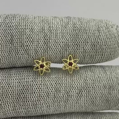 18K Gold Plated Gemstone Flower Stud Earrings, Trendy Style TGE1038 EM-1292