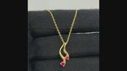 18K Gold Plated Two Stone Swirl Pendant Necklace Jewelry for Women TGN1010 NM-1036