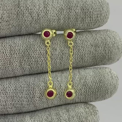 18K Gold Plated Gemstone Chain Drop Earrings for Women, Elegant TGE1050 EM-1303