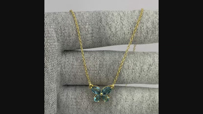 18K Gold Plated Butterfly Gemstone Pendant Necklace for Women TGN1005 NM-1034