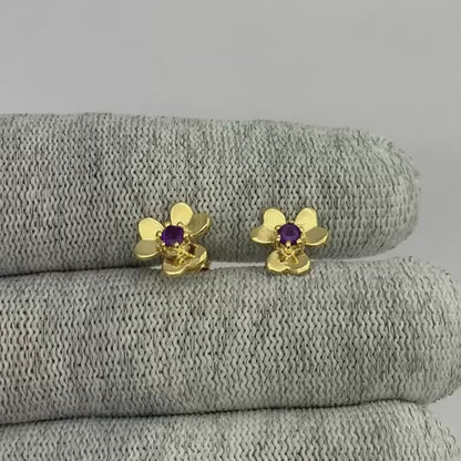 Dainty 18K Gold Plated Floral Colorful Gemstone Stud Earrings TGE1021 EM-1277