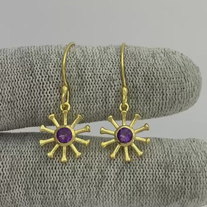18K Gold Plated Radiant Sun Colorful Gemstone Earrings for Women TGE1044 EM-1288
