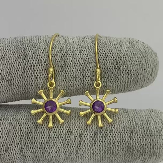18K Gold Plated Radiant Sun Colorful Gemstone Earrings for Women TGE1044 EM-1288