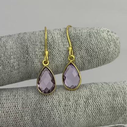 18K Gold Plated Faceted Teardrop Gemstone Earrings – Desiregem USA TGE1020 EM-1005