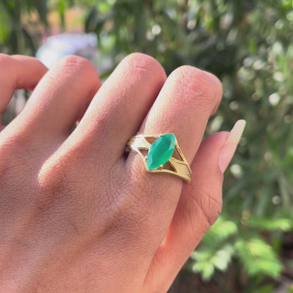 18K Gold Plated Marquise Shape Colorful Stone Ring Fashion Jewelry TGR1002 RM-1727