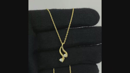 18K Gold Plated Two Stone Swirl Pendant Necklace Jewelry for Women TGN1010 NM-1036