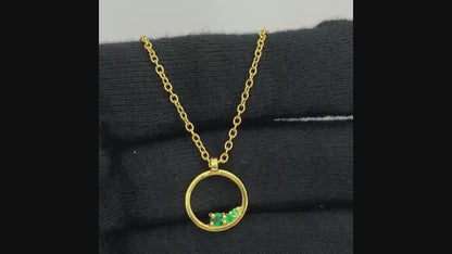 18K Gold Plated Open Circle Necklace Jewelry with Clustered Gemstones TGN1016 NM-1045