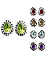 Natural Gemstones Pear Shape 925 Sterling Silver Earrings Jewelry DGE1064 E-1121, 4x6 mm