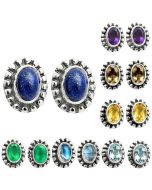 Natural Gemstones Oval Shape 925 Sterling Silver Earrings Jewelry DGE1066 E-1121, 4x6 mm