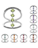 Natural Multi Stone Round Shape Ring Size 5-9 DGR1126 R-1247, 3x3 mm