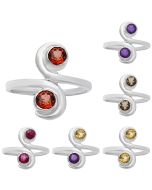 Natural Multi Stones 925 Silver Ring Size 5-8 Jewelry DGR1129 R-1230, 4x4 mm